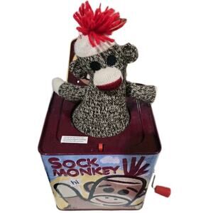 Schylling Musical Sock Monkey Jack in the Box Toy Tested Works